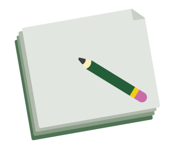 An icon of a paper stack and pencil.